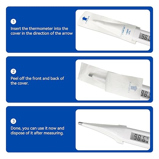Berrcom Disposable Digital Thermometers Probe Covers Set of 100 Oral Rectal Thermometer Probe Cover Universal Thermometers Sleeves for Adult and Kids