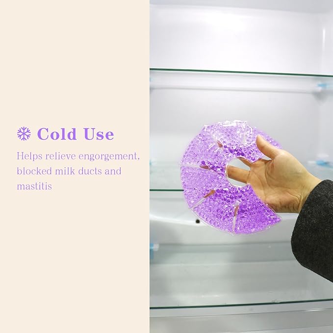 Hot/Cold Breast Gel Ice Packs Breast Cooling/Heat Pads Relief for Breastfeeding, Nursing Pain, Mastitis, Engorgement, Swelling, Plugged Ducts | Boost Milk Let-Down & Production,2 Pack (Purple)
