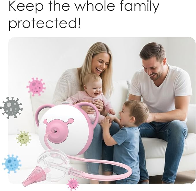 Nosiboo Pro Nasal Aspirator for Babies | Electric Nose Sucker | Made in EU | Adjustable Suction Power | Premium Quality | Award-Winning Design (Pink, 7,8x6,38x6,77 Inch)