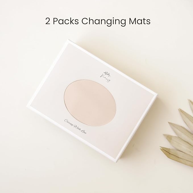 Konssy Faux Leather Baby Changing Mat, Waterproof, Wipeable & Portable Diaper Changing Pad for Travel or Home, Fits Perfectly in Diaper Bag, 30 x 17 inches (Beige,Stripes)