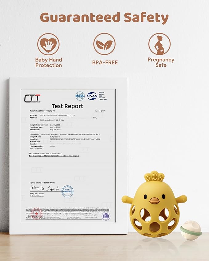 2-in-1 Baby Teething Rattle Toy, Sensory Grasping Teether for Infants 3-12 Months, 100% Food-Grade Silicone, Easy to Hold, Soothing & Developmental, BPA Free