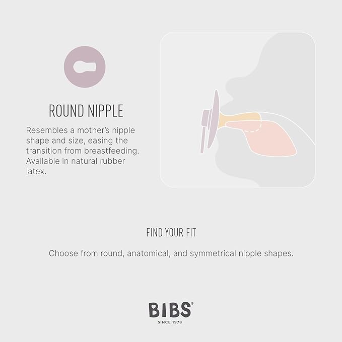 Bibs Pacifiers Color Collection, Set of 2 BPA-Free Latex Pacifiers Made in Europe, Round Nipple Baby Pacifier.