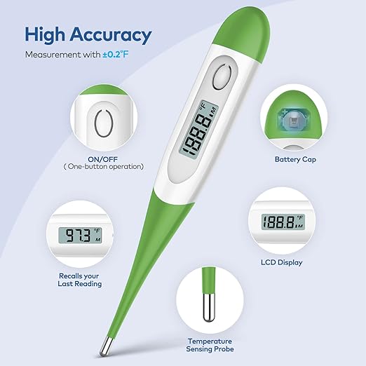 Thermometer for Baby, 2 Packs, Rectal Digital Thermometer with 10 Seconds Fast Reading (Dark Blue+Green)