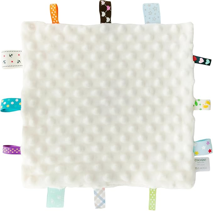 CREVENT Baby Welcome Gift Set Storage Basket with 2 Blankets+ 1 Security Blanket + 1 Taggie + 1 Gift Bag with Ribbon (Ivory)