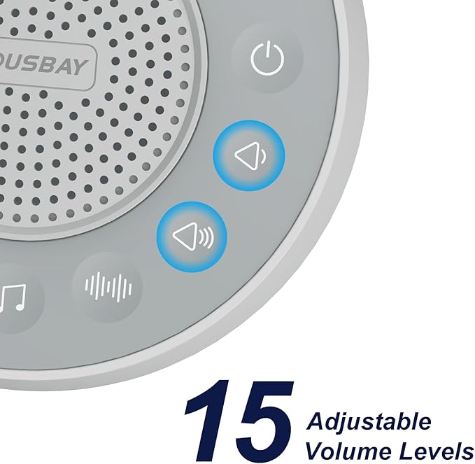 Housbay White Noise Sound Machine, 31 Soothing Sounds, 5W Loud Stereo Sound, Sleep Timer, Small Travel Sleep Machine & Noise Canceling for Sleeping, Relaxation-Gray