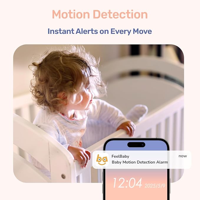 1080P WiFi Baby Monitor with 2 Camera and Audio, Pan-Tilt-Zoom Video Camera, 4'' IPS Screen, HD Night Vision, Motion & Cry Detection, 360° View, Temperature Sensor, Feeding Reminder, Lullabies