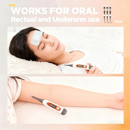 TrelaCo 10 Pcs Thermometer for Adults Digital Oral Thermometer for Fever Basal Body Fast Reading Flexible Tip for Underarm Rectal Mouth Temperature Measurement (Gray)