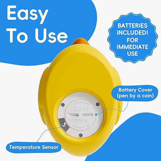 b&h Baby Bath Thermometer - (Upgraded Version) Turn On/Off Function, Fast and Accurate Water Temperature Readings, Toddlers Floating Bath Toy, Ideal for Babies & Infants (Angry Duck)