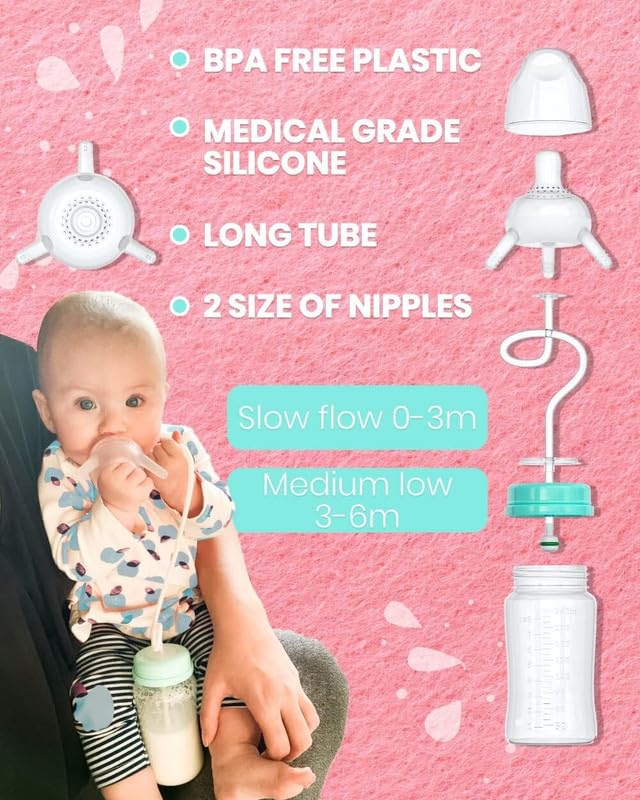 TidyFriend Anti-Colic Baby Bottle for Breastfeeding Babies 8oz, 2 Pack Baby Bottle with Straw for Convenient Feeding (Pink)