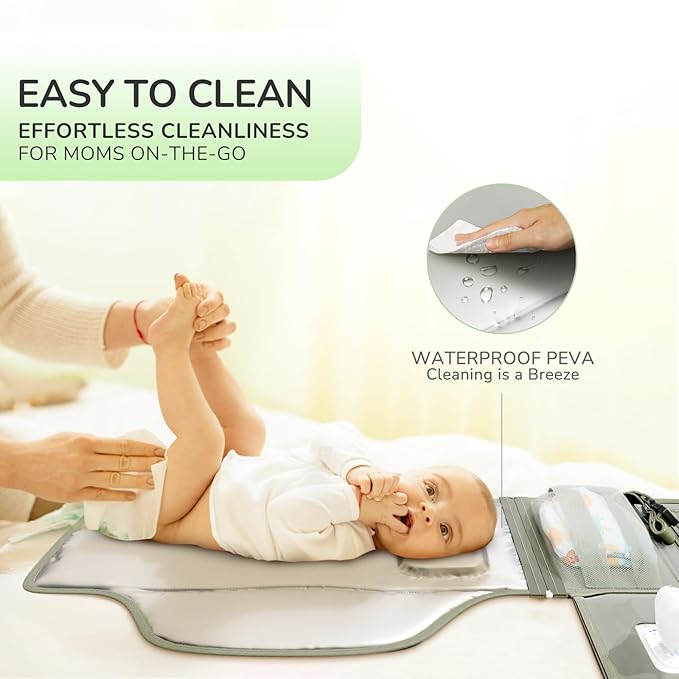 Portable Diaper Changing Pad with Shoulder Strap, Detachable Travel Changing Pad with Baby Wipes Pocket, Gifts for Baby Shower, Newborn Girls and Boys (Army Green)