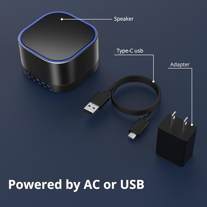 Magicteam White Noise Machine with 20 Non Looping Natural Soothing Sounds Memory Function 32 Levels of Volume Powered by AC or USB and Sleep Sound Timer Therapy for Baby Kids Adults Black