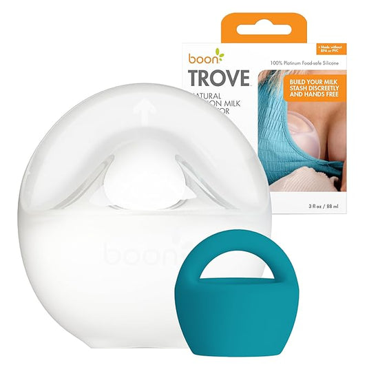 Boon Trove Silicone Manual Breast Pump - Passive Milk Collector - Hands Free Breast Pump for Nursing - Breastfeeding Essentials - 1 Count