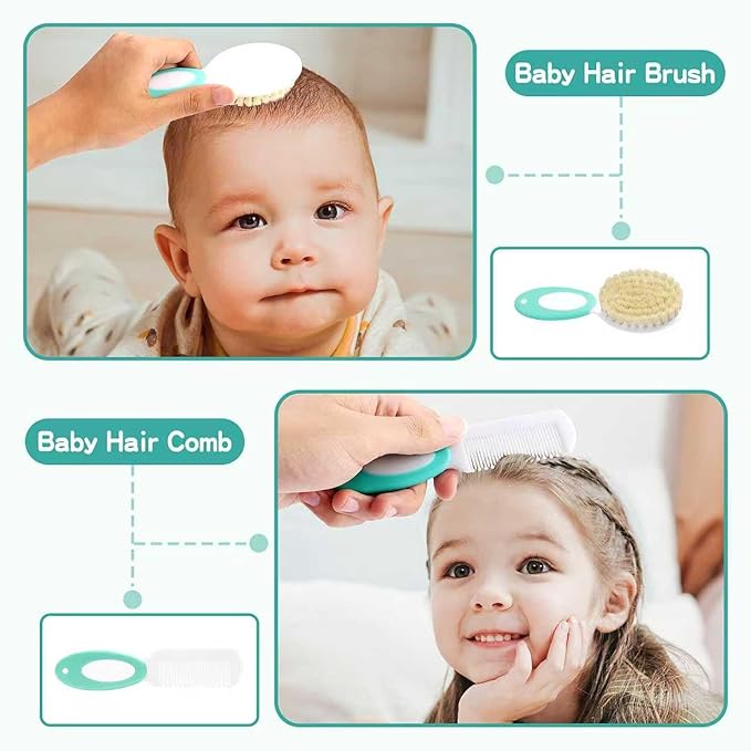 Baby Healthcare and Grooming Kit with Nail Clippers, Scissors, Infant Grooming Kit for Newborns (18 in 1, Green)