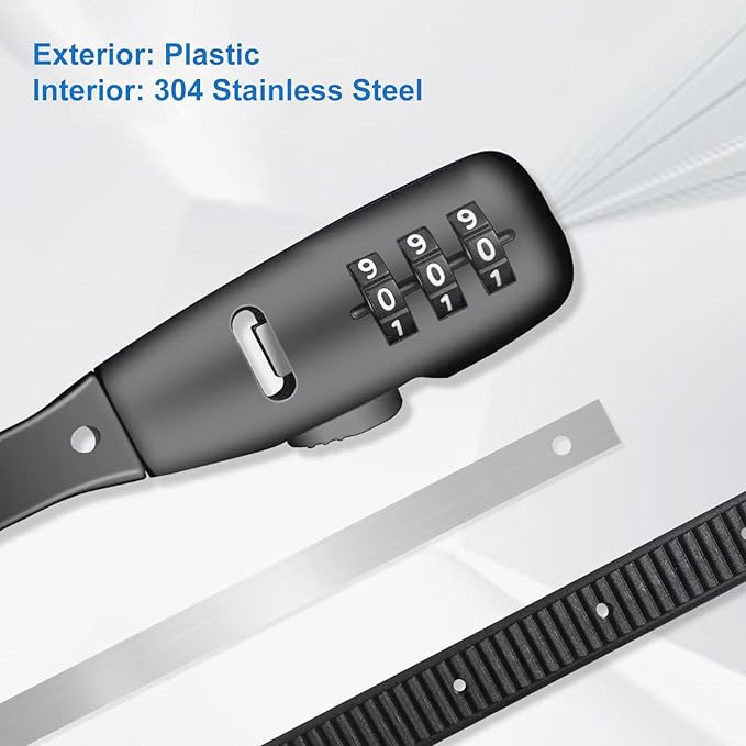 Combination Lock Cable for Baby Cabinets Proofing Security Locks, Suitable for Cabinets, French Refrigerators, Baby Strollers, Kids' Bikes, Helmets, Gates. 1-Pack, Black.