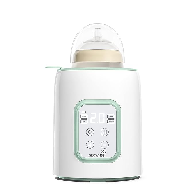 Grownsy Baby Bottle Warmer, 8-in-1 Fast Baby Milk Warmer with Timer for Breastmilk or Formula, Accurate Temperature Control, 24H Keep, Food Heater&Defrost BPA-Free Bottle Warmer for All Bottles- Green