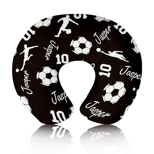 Rucekia Baby Nursing Pillow Cover - Personalized Name Soccer Theme Breastfeeding U-Shaped for Bottle Feeding, Ultra Soft Comfortable Breastfeeding Pillow Cover for Infants Baby Boys and Girls