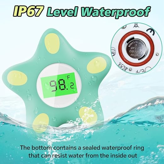 Baby Bath Thermometer, Infant Digital Water Thermometer Safety with 4 Color Backlit and Temperature Warning, Room Thermometers Floating Toy for Infant, Toddler, Bathtub, Swimming Pool