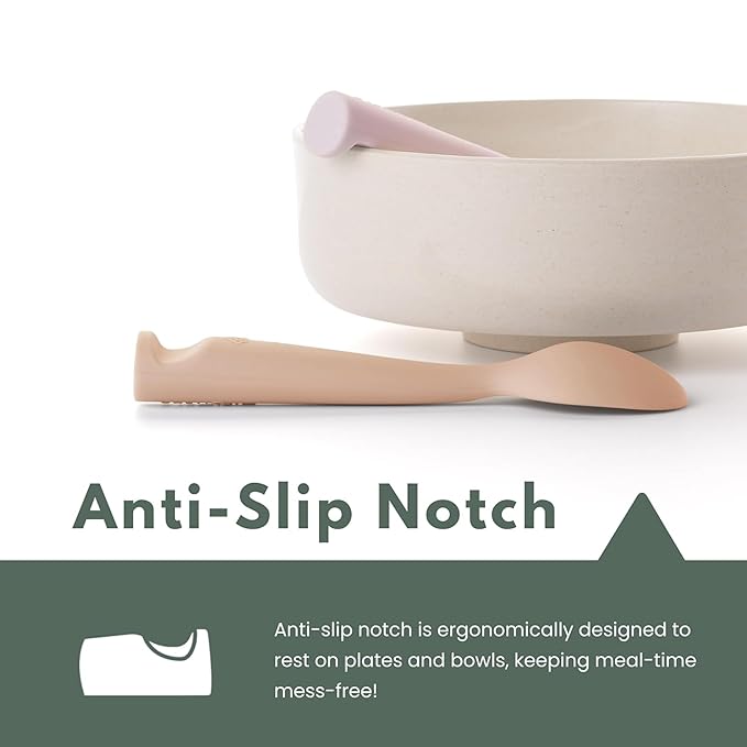 Miniware Fold & Scoop Baby Feeding Set - Silicone Travel Baby Plate With Suction & Baby Spoon - Compact, Portable, Dishwasher-Safe, Suction Base for Mess-Free Eating (Pink Salt and Cotton Candy)