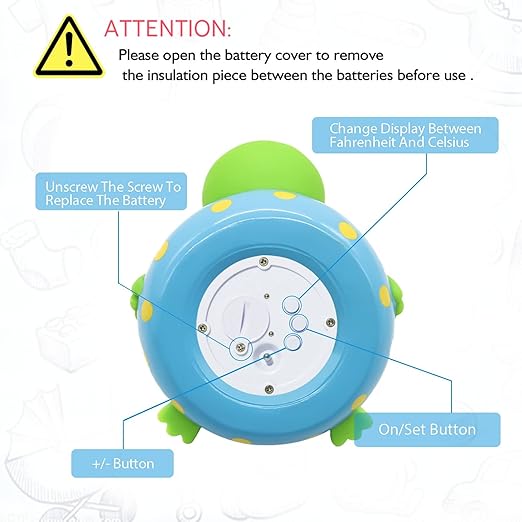 Doli Yearning Baby Bath Thermometer with Room Temperature| Fahrenheit and Celsius|Frog Lovely Shape|Kids' Bathroom Safety Products| Bath Toys…