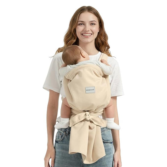 Baby Carrier, Baby Wearing Carrier, Hands Free Toddler Wearing, Adjustable Baby Wraps Carrier Newborn to Toddler(7-40lbs), One Size Fits All, Kangaroo Infant Carriers, Beige