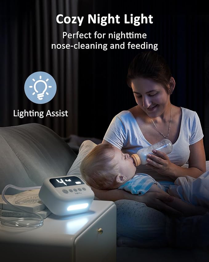 HEYVALUE Nasal Aspirator for Baby, Hospital Grade Nose Sucker with 9 Levels Suction, Night Light and Nursery Rhyme Soothing Function, Electric Nose Suction for Baby with Food-Grade Silicone Tips