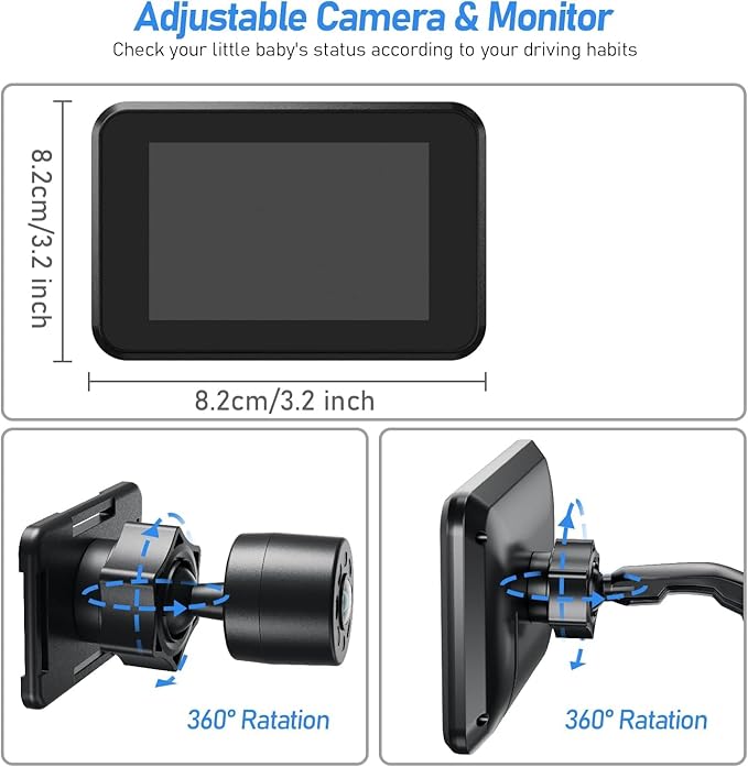 Itomoro Baby Car Camera USB Plug, 4.3" HD Car Baby Monitor with Camera Night Vision, Safety Seat Baby Car Mirror for Rear Facing 5 Mins Easy Installation