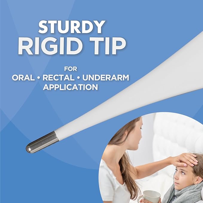 Veridian Digital Thermometer | 60-Second Readout | Fever Alert + Memory Recall| Clinical Rigid Tip | Hygienic Water-Resistant Easy Cleaning | Storage Case + Probe Covers Included