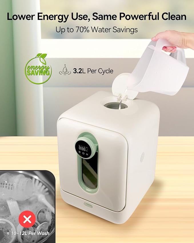 IAGREEA Baby Bottle Washer, Sterilizer and Dryer, All-in-One Pro Cleaning Machine for Bottles, Pump Parts & Baby Essentials, Effortless Care, Replaces Hand Washing, BPA-Free, 72-hour Storage
