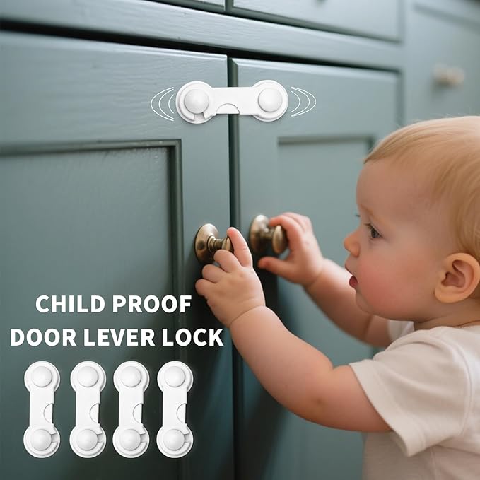 Cabinet Locks - Easy to Install no Tools Need or Drill - 4 Pack Child Safety Cabinet Proofing Baby Safety Cabinet Locks for Furniture Kitchen Ovens Toilet Seats
