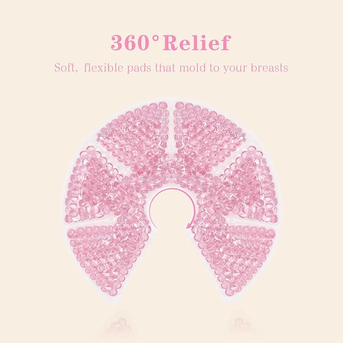 Hot/Cold Breast Gel Ice Packs Breast Cooling/Heat Pads Relief for Breastfeeding, Nursing Pain, Mastitis, Engorgement, Swelling, Plugged Ducts | Boost Milk Let-Down & Production,2 Pack (Pink)