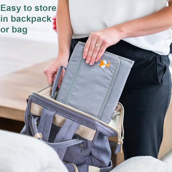 Lil Fox Portable Changing Pad - One-Hand Diaper Change Pad for Baby Diaper Bag or Changing Table. Unisex Baby Shower Gifts, Newborn Essentials