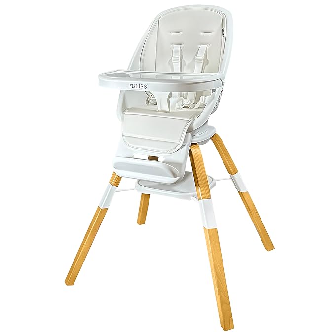 Turn-A-Tot High Chair for Babies and Toddlers, 2 in 1 Wooden Portable Baby Feeder or Adjustable Child's Seat with 360 Degree Swivel, Removable Tray, and Pad (Cream)