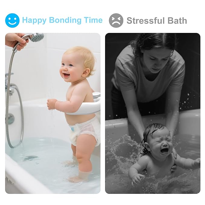 Baby Shower Stand, No-Drill Bath Support with Strong Suction Cups, Adjustable Foldable Baby Bath Helper for Toddler Standing Assist, Ideal Gift for Infants 6-36 Months