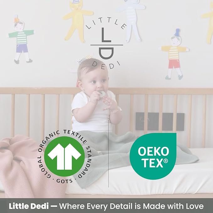 Little Dedi 100% Organic Cotton GOTS Certified Baby Knitted Blanket with Gift Box - Soft Toddler, Crib, Stroller Blanket - Neutral Swaddle and Receiving Blanket for Newborns, 30"x40", Green