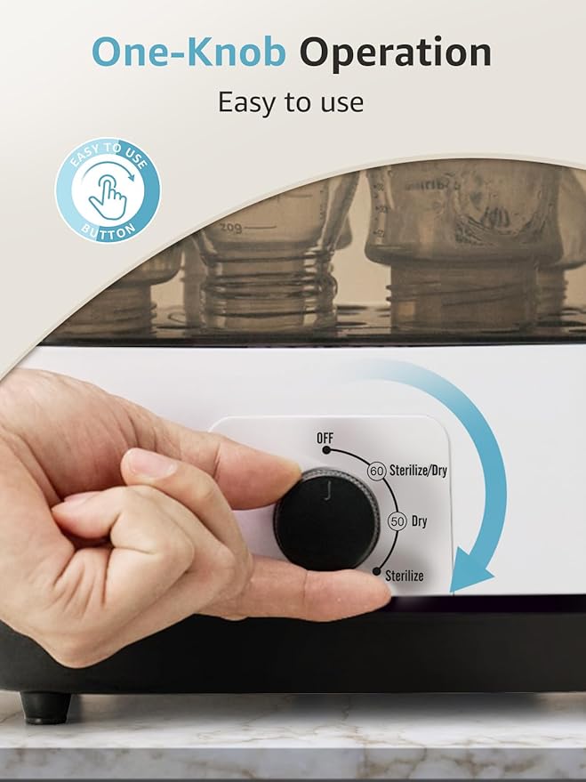 Grownsy Adjustable 4 in 1 Large Bottle Sterilizer and Dryer, 8 Bottles Capacity,Electric Steam Baby Bottle Sterilizer, Sanitizer for Baby Bottles & Pacifiers, Breast Pump Parts