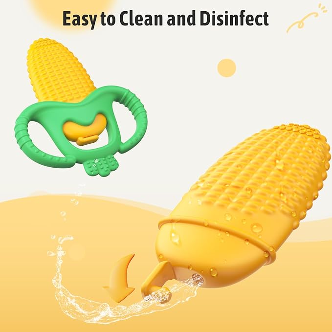 akolik Baby Teething Toys, Baby Frozen Teething Relief, BPA Free Infant Chew Toys Newborn Accessories, Cold Freezer Teethers for Babies 0-3-6-9-12 Months Old Boys Girls(Corn C)
