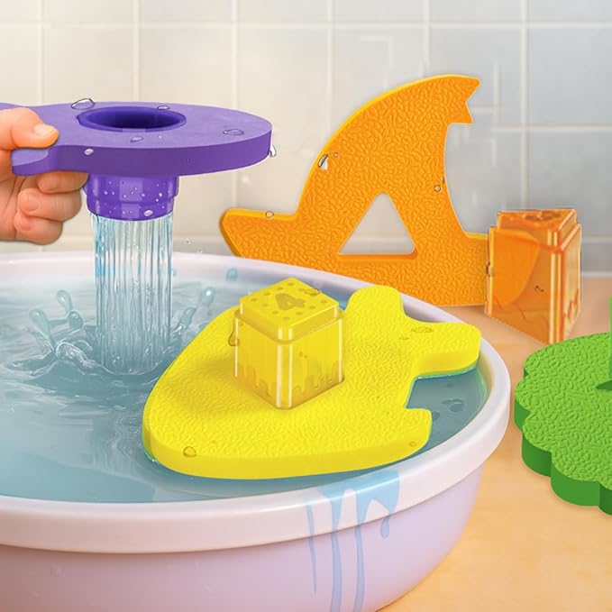 Imagimake Floating Bath Buddies |Leaps & Bounds Bath Toys for 6+ Months | Learning Toy for Newborn & Infant | 3-in-1 Play & Learn - Water Play, Color Matching & Shape Puzzle | Gift for Baby 6+ Months