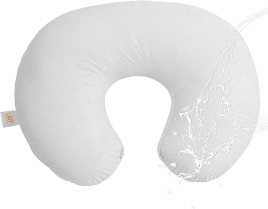 LAT Waterproof Nursing Pillow for Breastfeeding,Waterproof Removable Cover,Ergonomic Breast Feeding Pillows Baby for Baby Boys and Girls,Machine Washable(White)