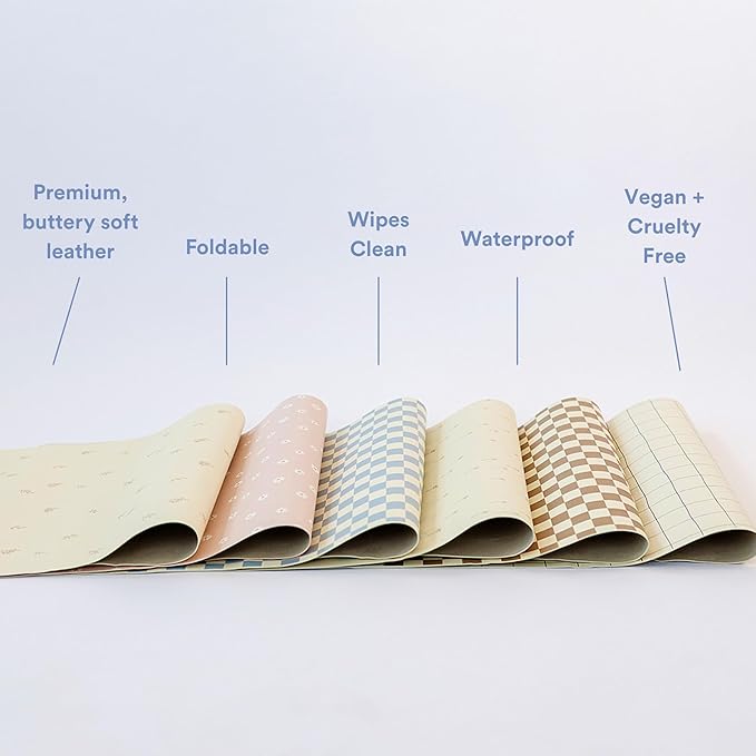 Ava + Oliver Vegan Leather Baby Changing Mat (16 X 30 in) - Multipurpose Wipeable and Portable Diaper Changing Pad - Foldable for Travel (Palm Trees)