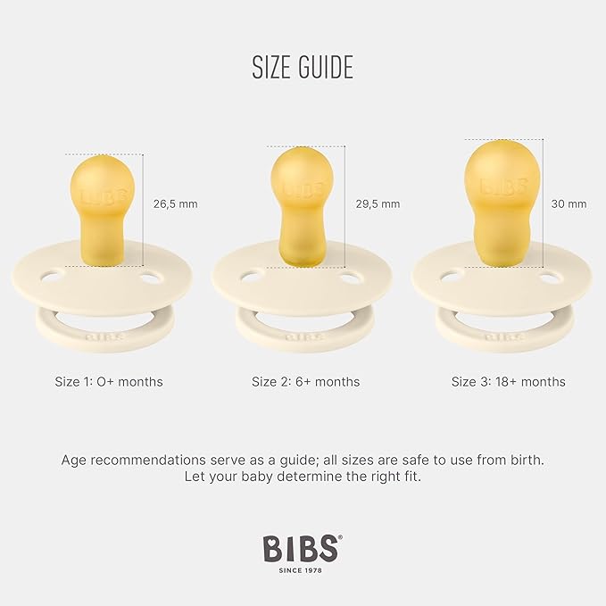 BIBS Colour Soother 4-Pack | BPA Free Dummy Pacifier | Round Nipple | Natural Rubber Latex | Made in Denmark | Size 6-18 Months | Haze Mix