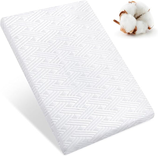 Waterproof Pack and Play Mattress Pad 38" x 26", Playard Mattress for Pack and Play, Pack N Play Mattress Topper with Washable Cover - Firm Support and Comfort Foam