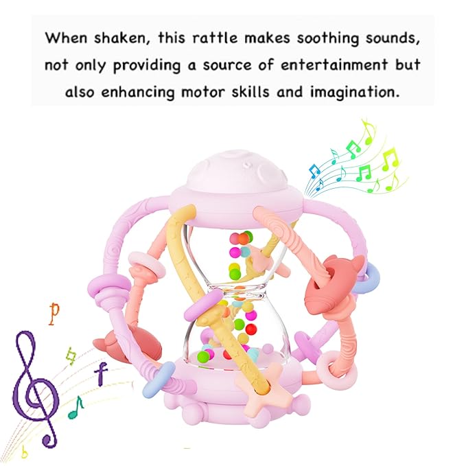 PandaEar Baby Sensory Toys for 0-6 6-12 Months, Silicone Montessori Toys, Baby Teether Teething Toys, Infant Rattle Teether Chew Toy Teething Ball Developmental Toy for Babies 0 3 6 9 12 18 Months
