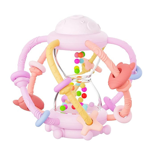 PandaEar Baby Sensory Toys for 0-6 6-12 Months, Silicone Montessori Toys, Baby Teether Teething Toys, Infant Rattle Teether Chew Toy Teething Ball Developmental Toy for Babies 0 3 6 9 12 18 Months
