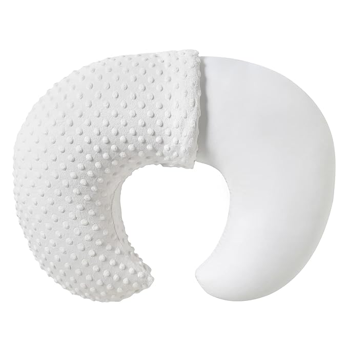 QUENESS Nursing Pillow and Positioner, Breastfeeding, Bottle Feeding, Baby Sitting Support with Removable Ultra Soft Cover, Tummy Time Support for Baby Boys and Girls (White)