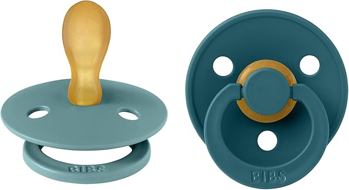 Bibs Pacifiers Color Collection, Set of 2 BPA-Free Latex Pacifiers Made in Europe, Round Nipple Baby Pacifier.