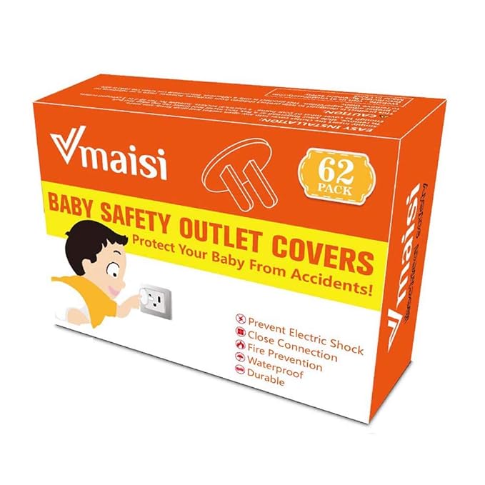 Vmaisi 62 Pieces Outlet Covers ChildProof Plug Protector - Baby Proofing Electrical Safety Outlet Plugs