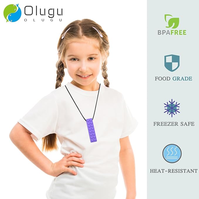 Chew Necklaces for Sensory Kids, Chewy Necklace Bundle for Boys Girls and Adults with Autism, ADHD, SPD, Silicone Chewable Sensory Oral Motor Teether Toys for Biting, Teething Anxiety Needs 7 Pack