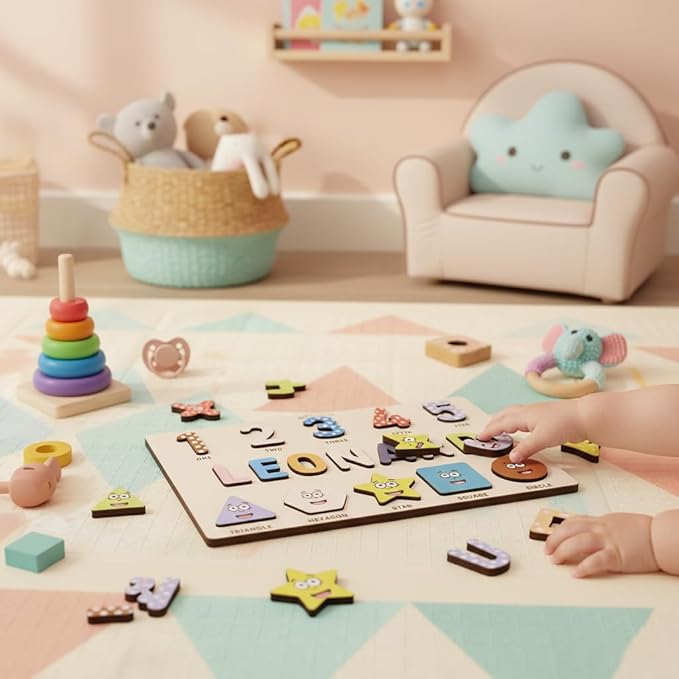 Puzzles for Toddlers Boy and Girl, Personalized Name Puzzle, 12 Month Toy, Gifts for 0 1 2 3 Years Old, Baby Gifts, Baby Shower, Christmas, NewBaby Gift, 0 3 6 9 12 18 24 36 Months