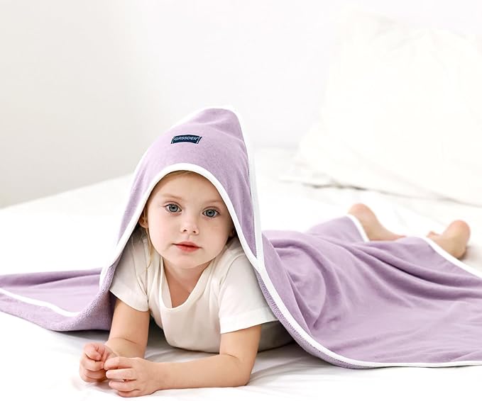 GRSSDER Baby Hooded Towel 2 Pack for Newborn, Super Soft Bath Towels with Original Design, Ultra Absorbent Knit Terry, Large Toddler Towels with Hood for Girls, Shower Gifts for Infant, 34"x 34"