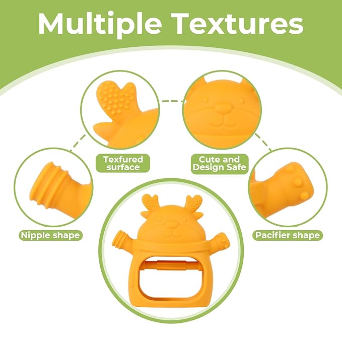 Teething Toys 3-18 Months Baby Teether Toy Toddler Remote Teether for Babies Silicone Hand Teether Mitten Control Remote Teething Glove Set, BPA Free
